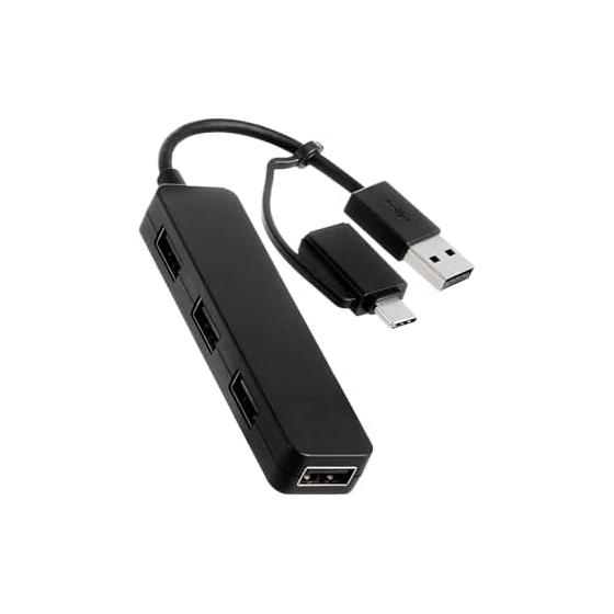 USB-концентратор ELECOM USBHUB2.0 с адаптером-переходником Type-C 4 порта черный U2H-CA4003BBK