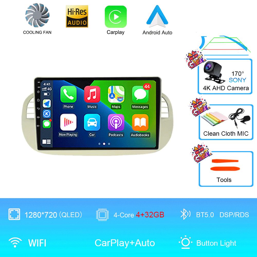 

Android 14 Автомобильное радио для Fiat 500 с GPS-навигацией Управление на рулевом колесе Мультимедиа Carplay& Auto BT WIFI Стерео 360 Камера CHINA