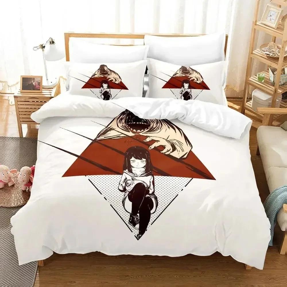 Anime Mieruko-chan Bedding Set Duvet Cover Bed Set Quilt Cover Pillowcase Comforter King Queen Size Boys Adult Bedding Set