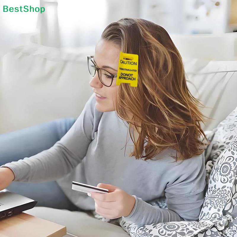 Humorous Caution Sign Hair Clip - 'Overstimulated' Novelty Barrettes for Funny Fashion & Daily Wea