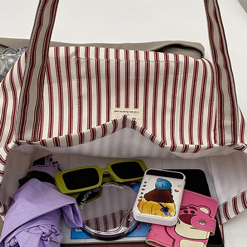 Korean Striped Shoulder Bag Large-Capacity Versatile Casual Tote Bag For Women