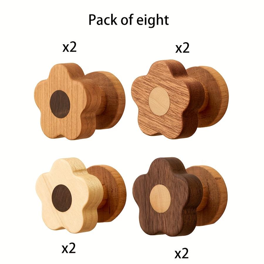 4/8 Sets Massivholz 4 Stile Floral High End Kreative Kleiderhaken, Stanzfrei Nordisch High End Massivholz Mantel- und Huthaken, Geeignet für Zuhause