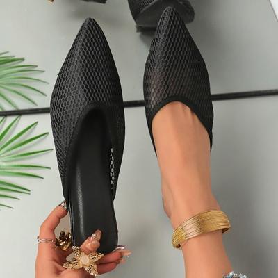 Fashion New Mesh Women Flats Pointed Toe Slippers Fad Breathable Mules Shoes Casual Slingback Sandals Summer Slides Lady Flip-flops