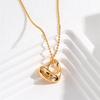 Niche Titanium Steel Heart-Shaped Hollow Pendant Clavicle Necklace