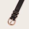New Textured Women's Double Ring Leather Pin Buckle Black Glossy Fashionable Young Versatile Belt