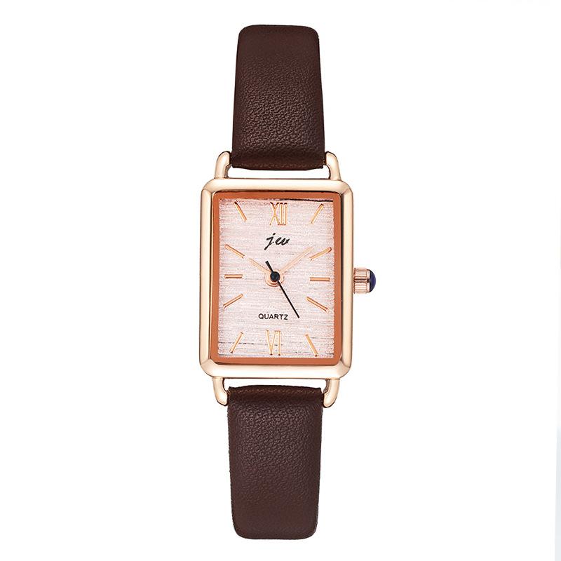 Ladies Glitter Small Square Watch Student Simple Belt Waterproof Quartz Watch Rose Gold Calendar Student Watch