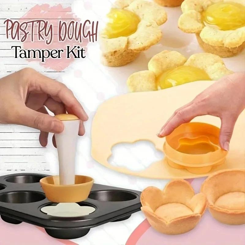 Cake Mold Creative Cake Cup Presser Biscuit Mold Pastry Dough Tamper Set Flower Shaped Cutter Pie Tamper Kitchen DIY Baking Tool