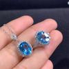 Trending Simulated Sea Blue Topaz Oval Ring and Pendant Necklace Set