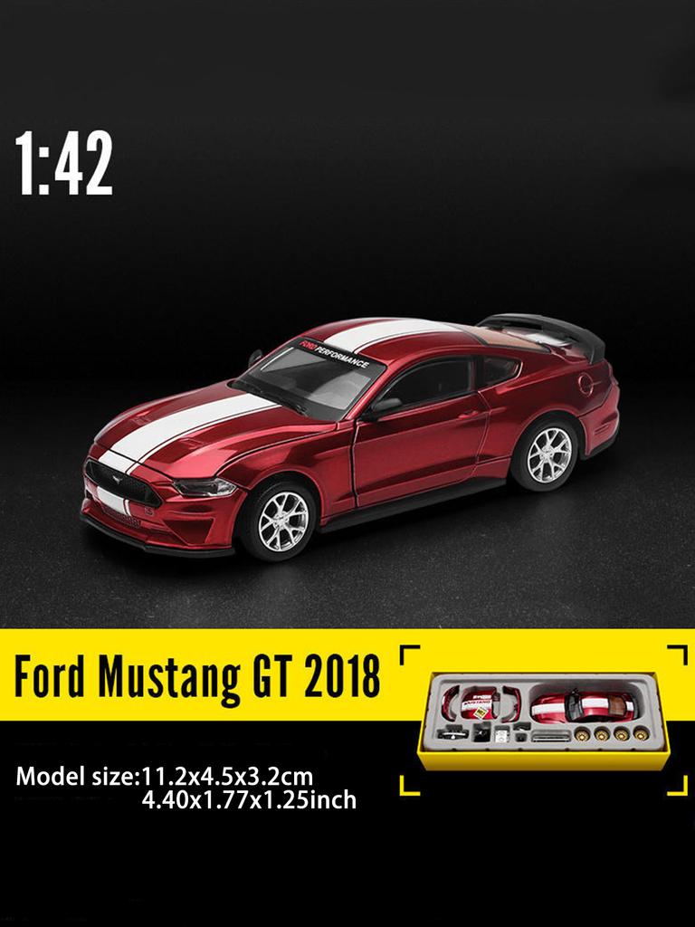 LLB4 CCA 1:42 Ford Mustang GT 2018 Assembled Model Car, Zinc Alloy Metal Ornament, Collectible Gift Car