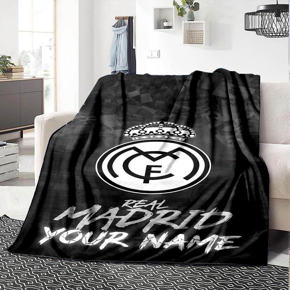 Real Madrid Club Customize Text Blanket Lightweight Customizable Blanket Ultra-Soft Perfect for Livingroom Living Room Seaside Office
