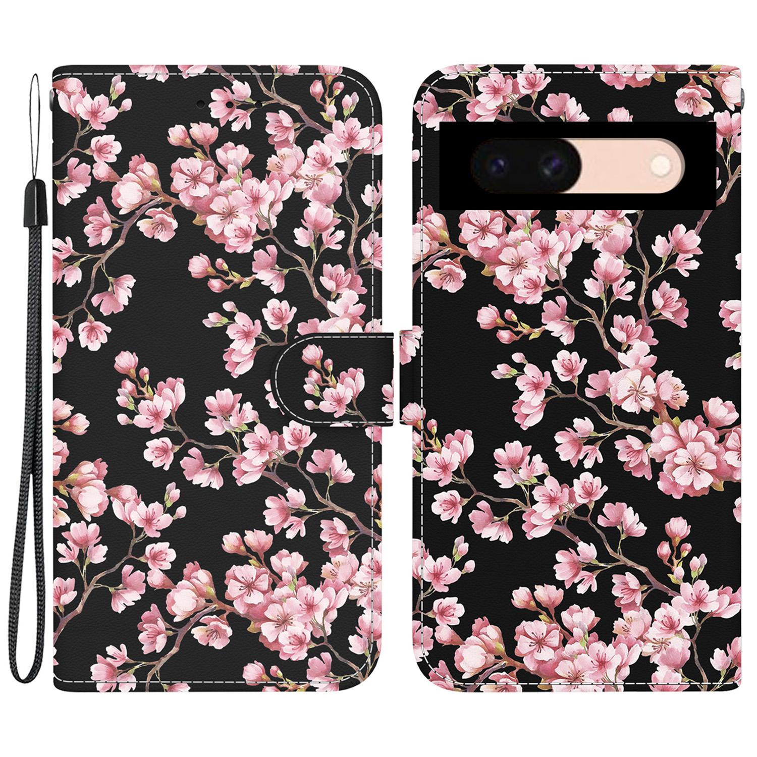 

For Google Pixel 8a Case Stylish Pattern Wallet Leather Smartphone Cover Plum Blossom