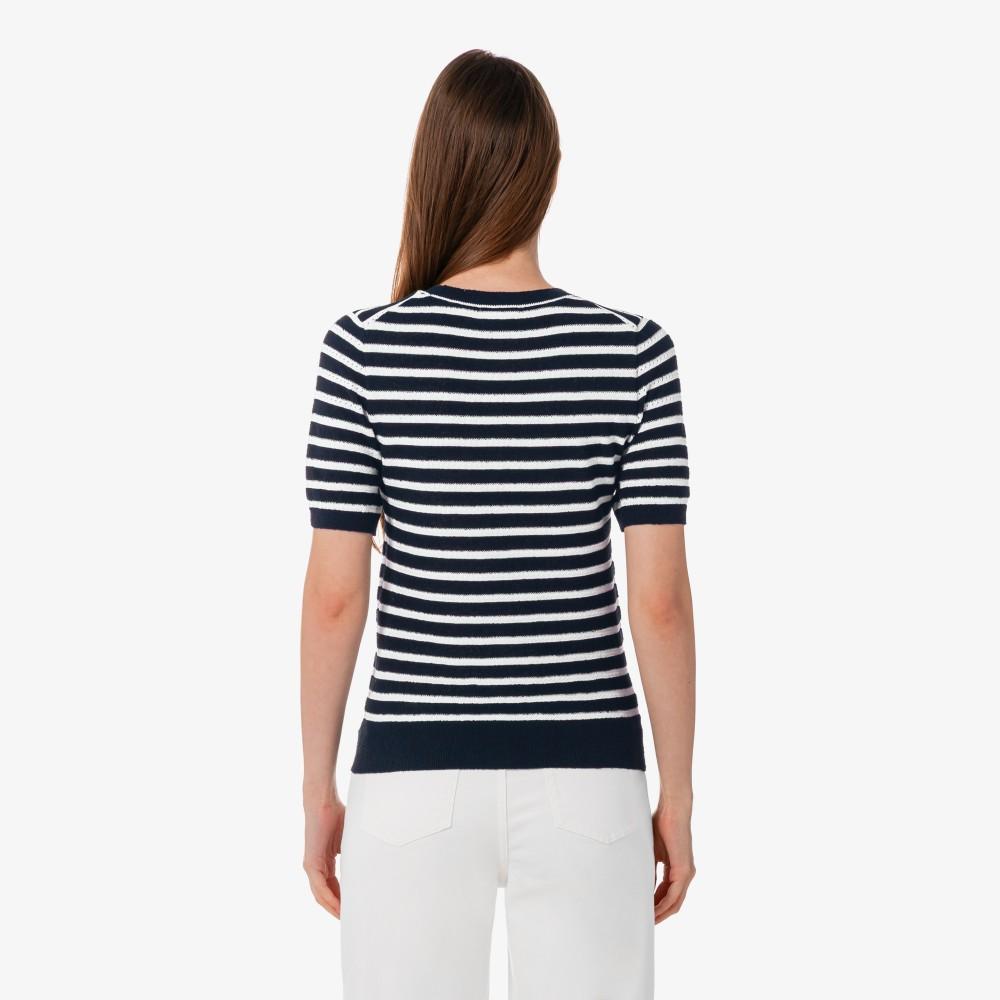 Lacoste Women's Bouclé Stripe Short-Sleeve Sweater AF251E-56G166