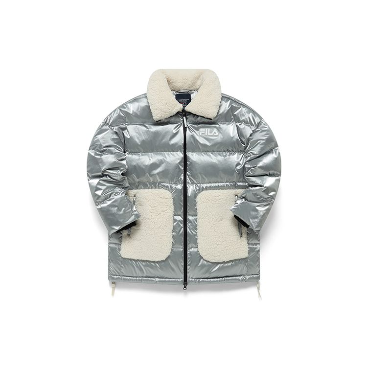 Fila Fusion Printed Logo Spliced Warm Puffer Jacket Women outerwear Ukarala-Silver T11W146901F-IV