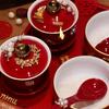 Wedding Tea Set: Red Bowls, Cups, and Chopsticks for Bride's Dowry