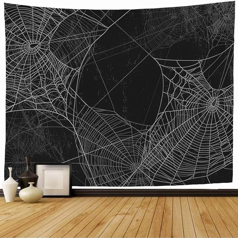 

Гобелен Паук Декор Паутина Силуэт На Черном Страшный Дизайн Стены Жуткие Текстуры Праздники Жуткие Серый Гобелен Настенный Ковер Настенный Спальня 60L x 60W