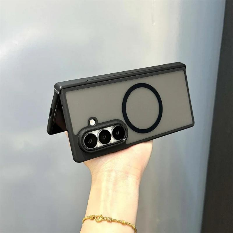 For Samsung Galaxy Z Fold 8 Ultra 7 6 5 4 For Magsafe Case Matte Transparent Hinge Folding Protection Magnetic Cover Fold7 Fold6