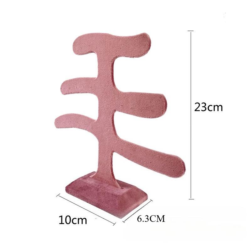 Jewelry Rack Display All Pink Velvet Cloth Window Necklace Ring Jewelry Display Props High-End Display Props