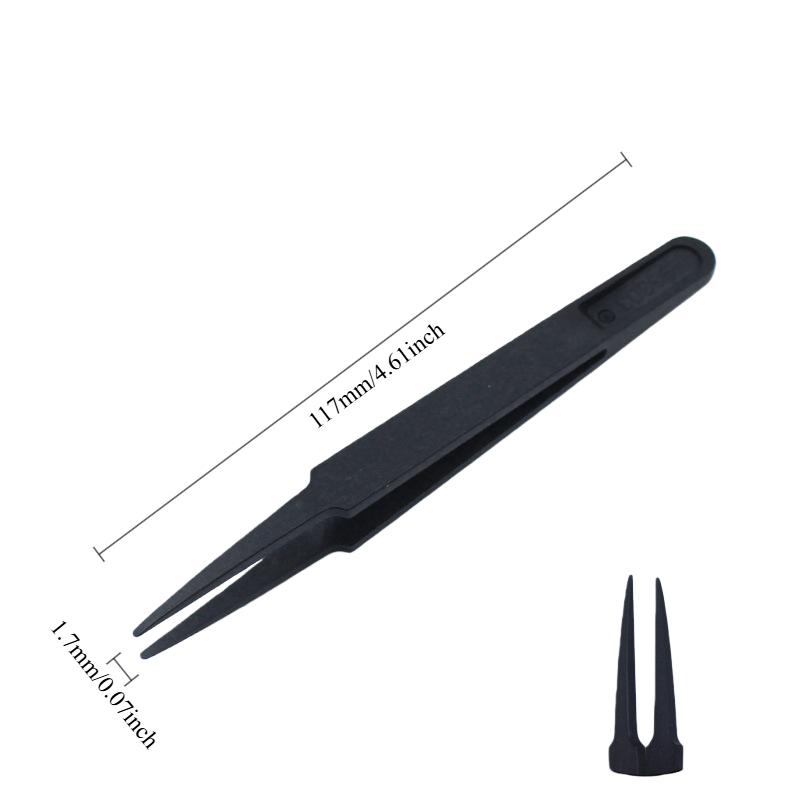 Insulated Anti-Static Black Tweezers - Industrial-Grade Nylon Tweezers with Pointed Electronic Repair Specialized  Tool