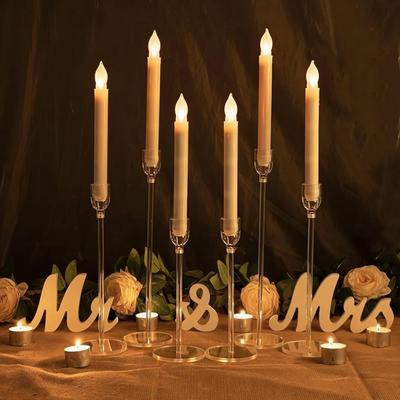 Modern Clear Acrylic LED Candle Stands Tall Transparent Candlestick Holders for Romantic Party Wedding Gift Dinner Home Decor