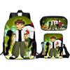 Teenage Hacker BEN10 Backpack, Elementary School Backpack, Three Piece Set, Children's Backpack, Shoulder Bag, Pencil Case