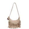 2025 Autumn Fashion Classic Style Faux Suede Tassel Shoulder Bags Solid Zipper Popularity Personality Crossbody Bags for Women