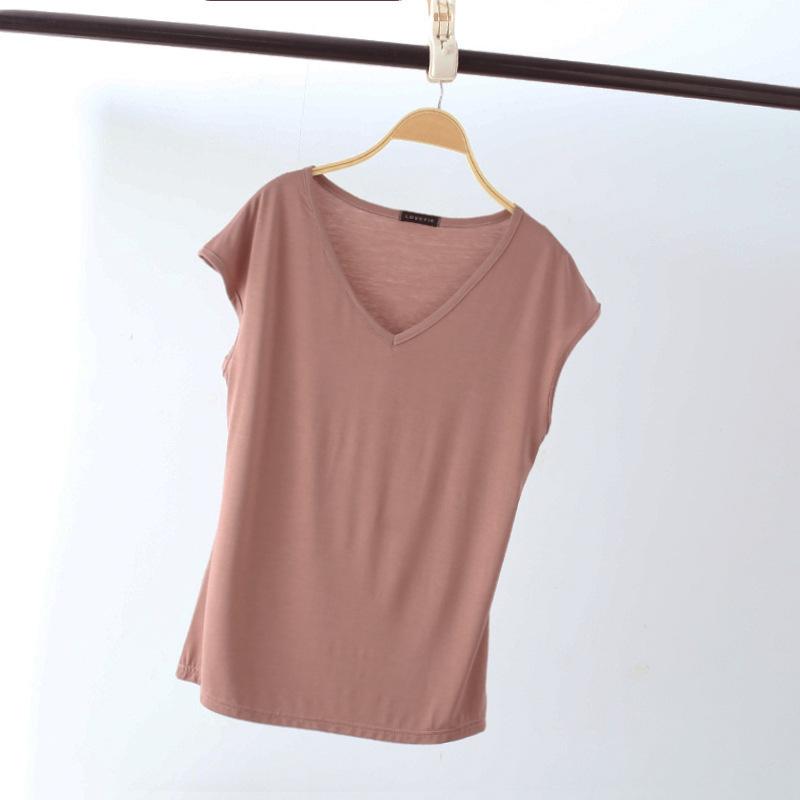 Women's Summer Korean-Style Sleeveless V-Neck T-Shirt Solid Color Slim-Fit Base Layer Top