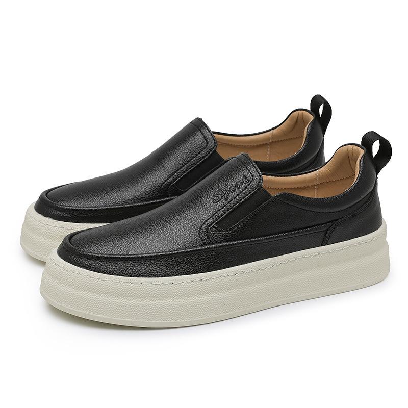 

Весенние новые шнурки без завязывания, маленькие белые туфли на одной педали, легкие, с мягкой подошвой, амортизирующие кожаные кроссовки, модные кеды для скейтборда 44