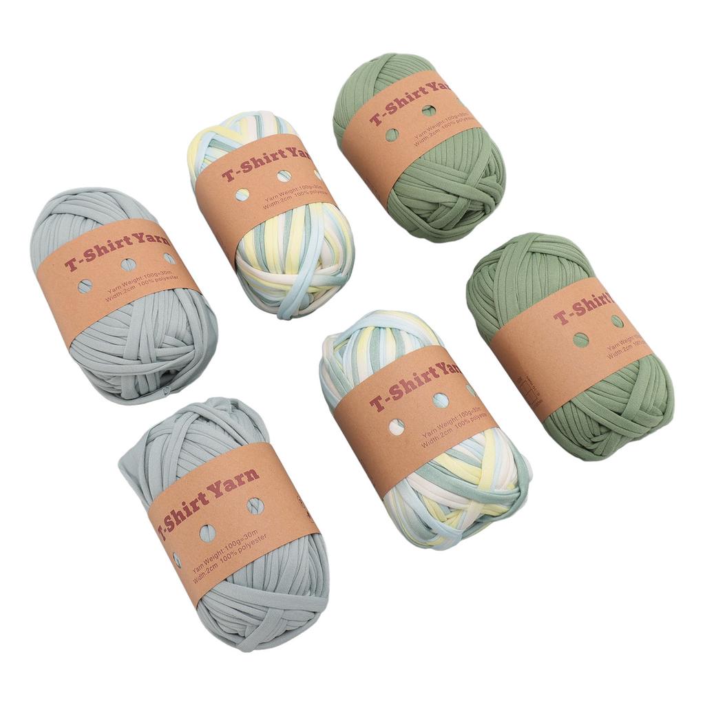 6 Rolls T Shirt Yarn Soft Elastic Washable Multipurpose Fabric Cloth T Shirt Knitting Yarn Carpet