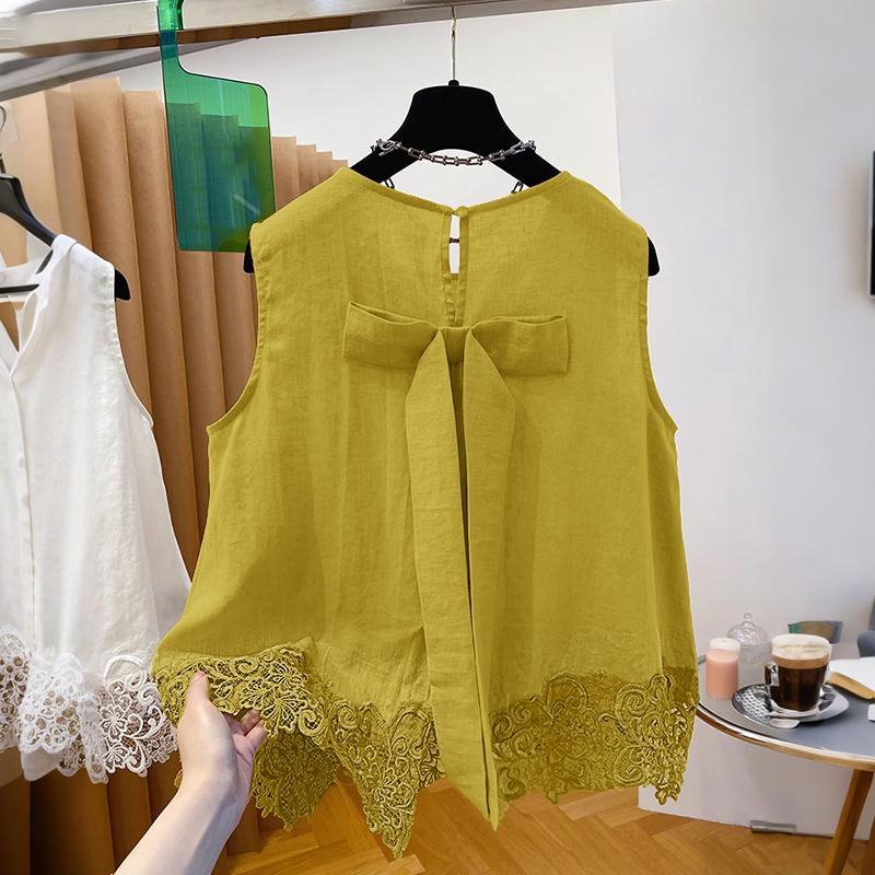 

ZANZEA Женские летние повседневные майки без рукавов с кружевной вставкой 5XL