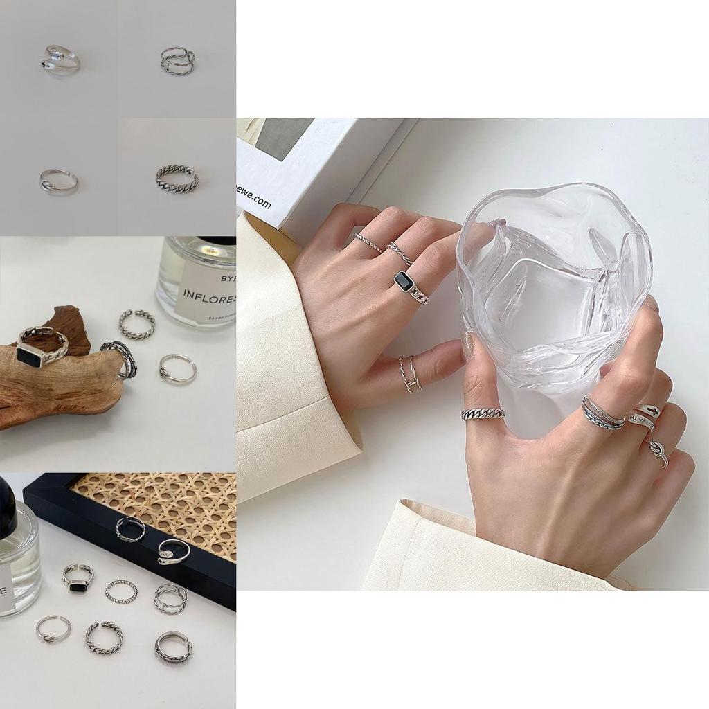 Unique S925 Silver Layered Hip Hop Ring For Women With Geometric Design And Versatile Style