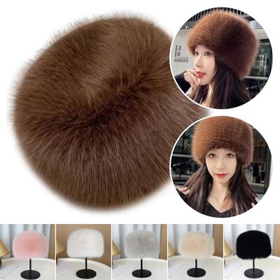 Warm Fluffy Fur Bucket Hat Plush Panama Cap Fashion Mongolian Cap  Women