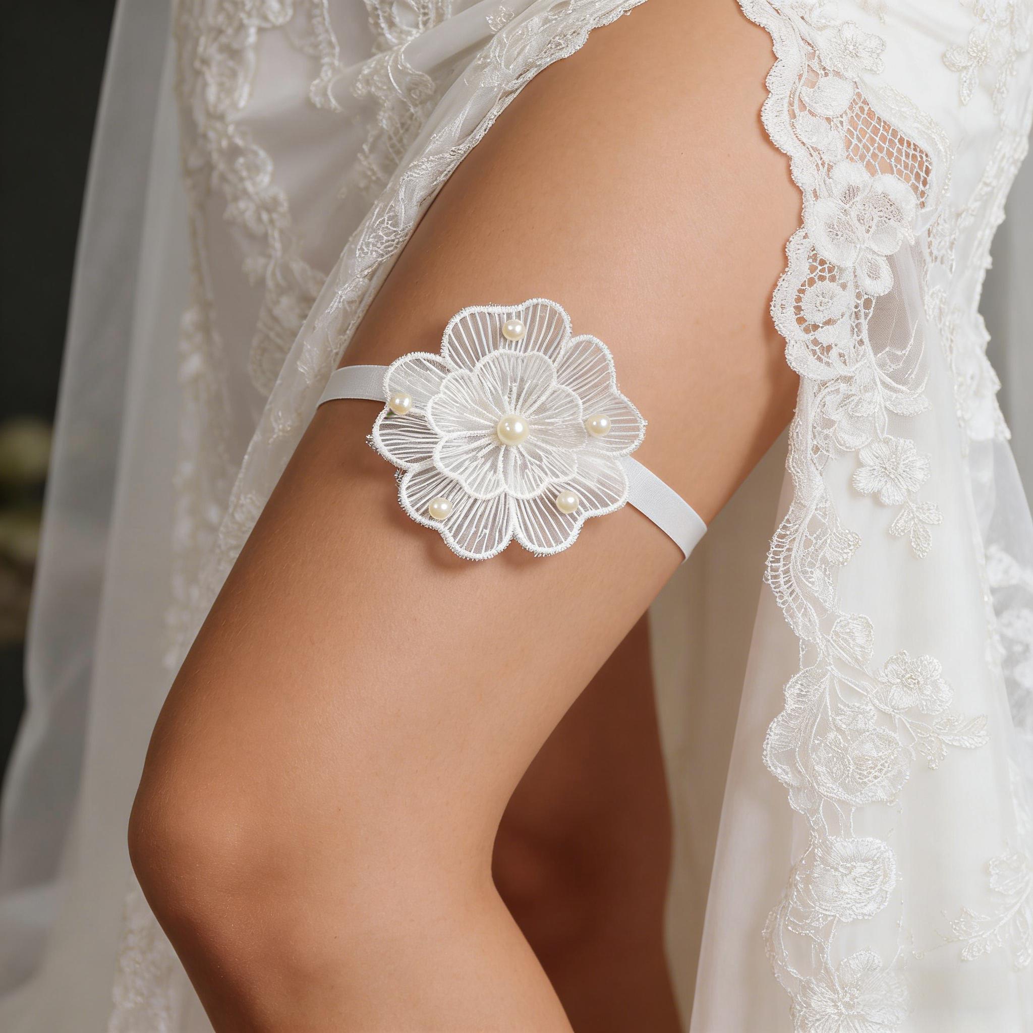

Wedding Garter, Wedding Elastic Garter Thigh Floral Garter Band Bride Leg Stretch Belt for Wedding Anniversary