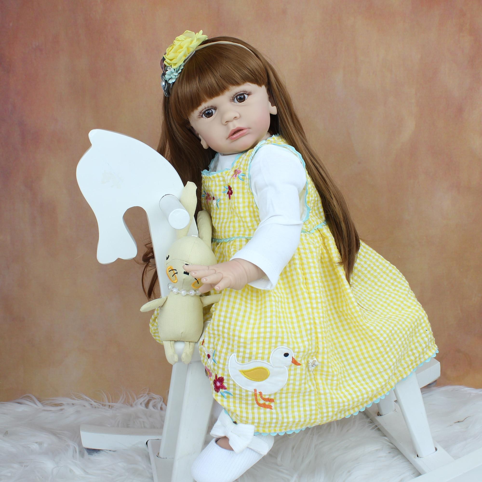 

BZDOLL 60 см, мягкая силиконовая кукла реборн, игрушка для девочек, реалистичная, 24 дюйма, виниловые, с длинными волосами, платье принцессы Тайры для малышей, живое Bebe 60cm Doll