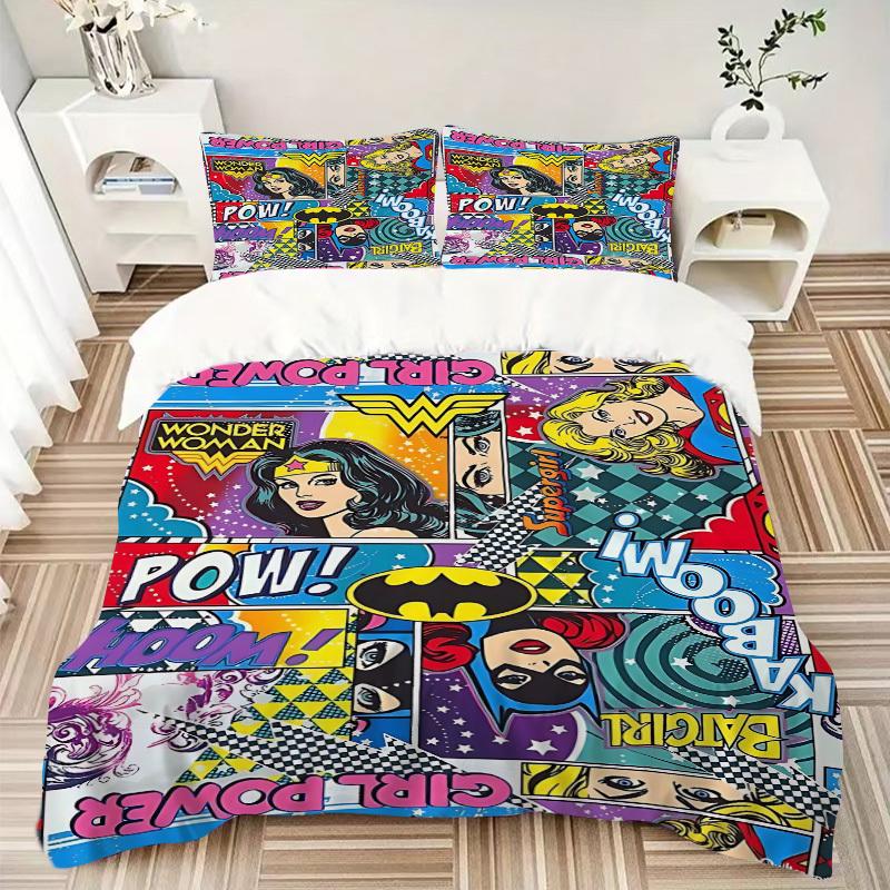 3pcs Wonder Woman, Superhero Cover Set,Soft Comfortable Duvet Cover,Guest Room (1*Duvet Cover + 2*Pillowcases, Without Core) yy251024011