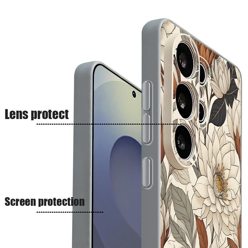 Retro Floral Pattern Case For Samsung Galaxy S26 Ultra S25 Edge S24 Plus S23 FE S22 A17 A54 A55 A56 A57 5G Magnetic For Magsafe Matte Cover