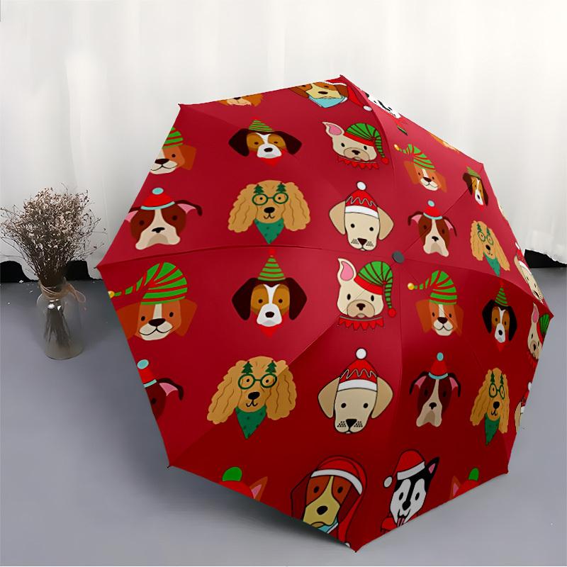 1pc Christmas Dogs Automatic Umbrella - Automatic Opening And Closing, Sturdy Iron Frame, Formal Occasions yy251018199