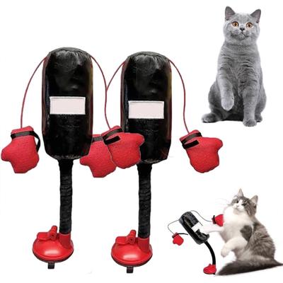 1Pc/2Pcs Cat Boxing Gloves Toy Mini Boxing Punching Bag Teaser Wand with Gloves Interactive Kitten Boxing Sports Toy for Indoor Cats