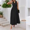 ZANZEA Women Summer Turn Down Collar Casual Sleeveless Long Dress