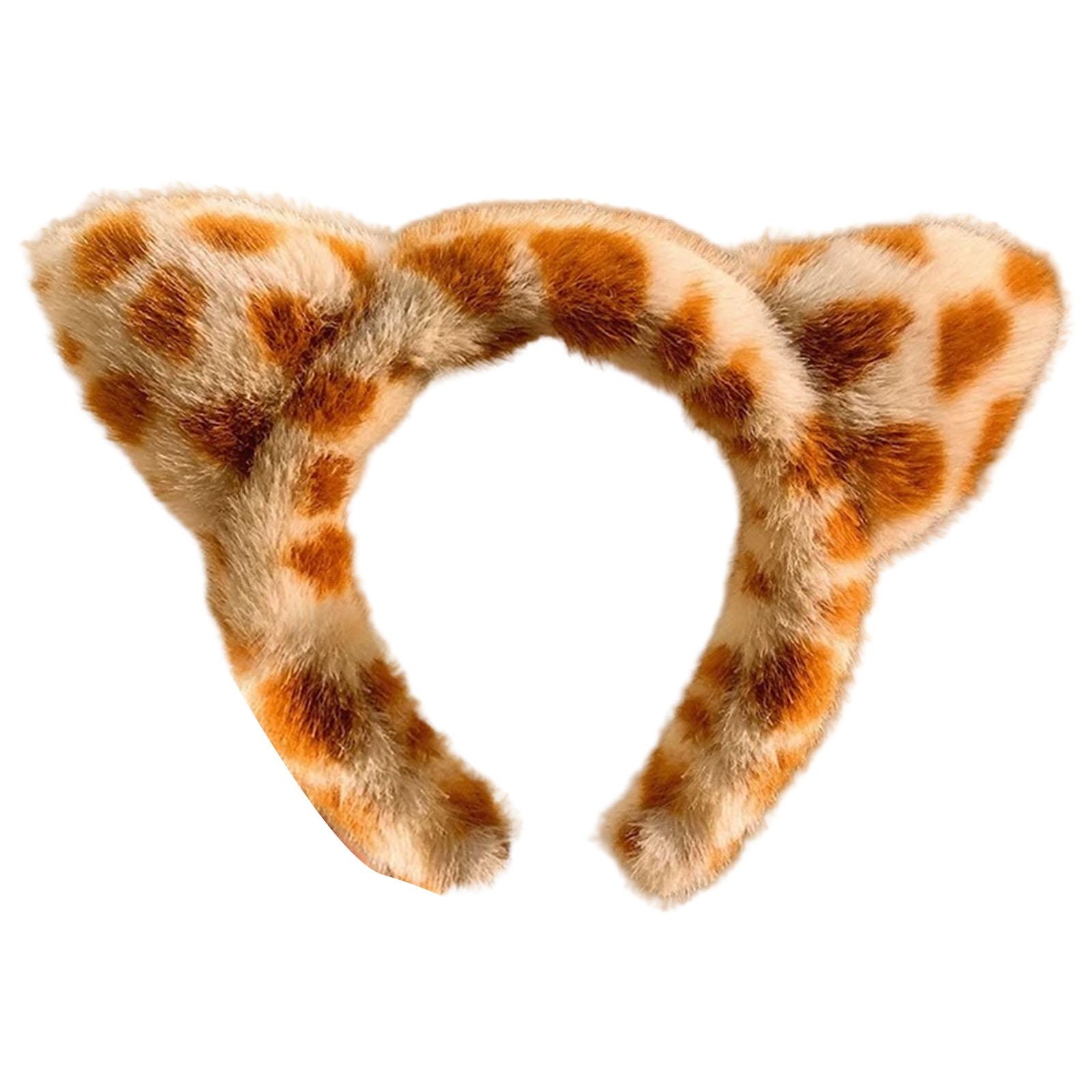 

Cartoon Cats Ear Headbands Lovely Plush Hair Hoop Soft Comfortable Headwear for Women and Girls B