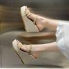 2025 Summer New Super High Heel Two Wear Shoes Wedge Heel Sandals Women's Versatile Platform Muffin Shoes Word with Cool Slippers