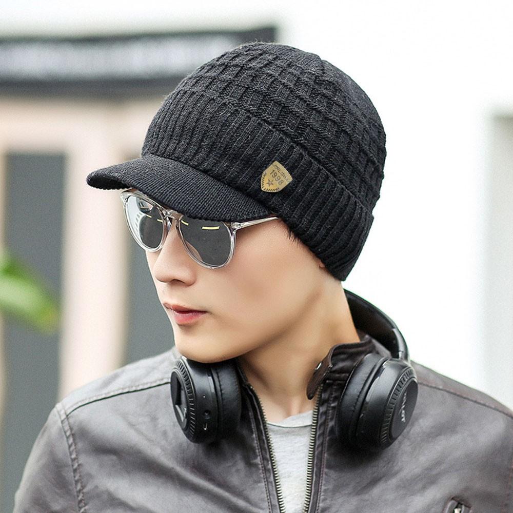 Мужские теплые мешковатые вязаные крючком зимние шерстяные вязаные лыжные шапки, шапка