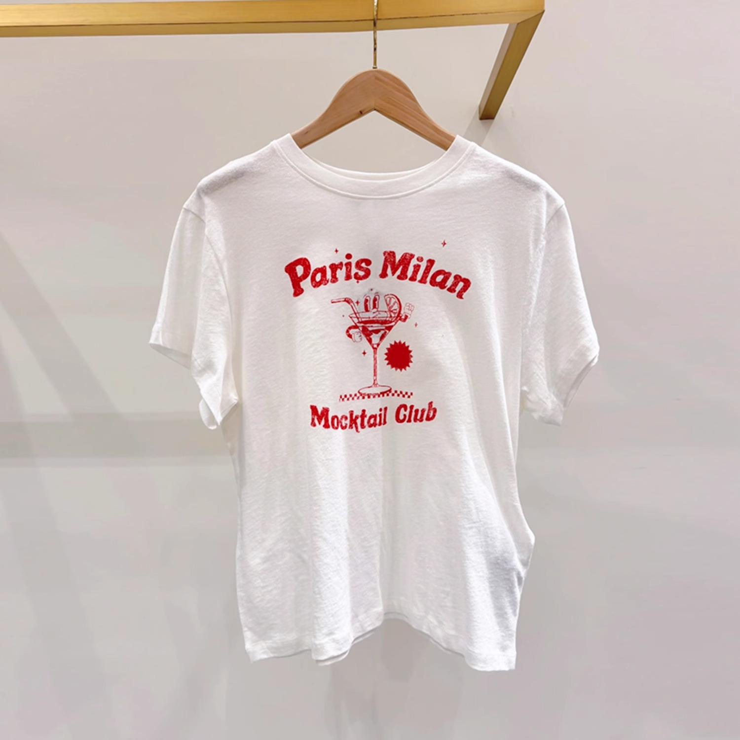 

Luxurious European Women s 2025 Summer French Round Neck Letter Print Casual Short Sleeve T-shirt M
