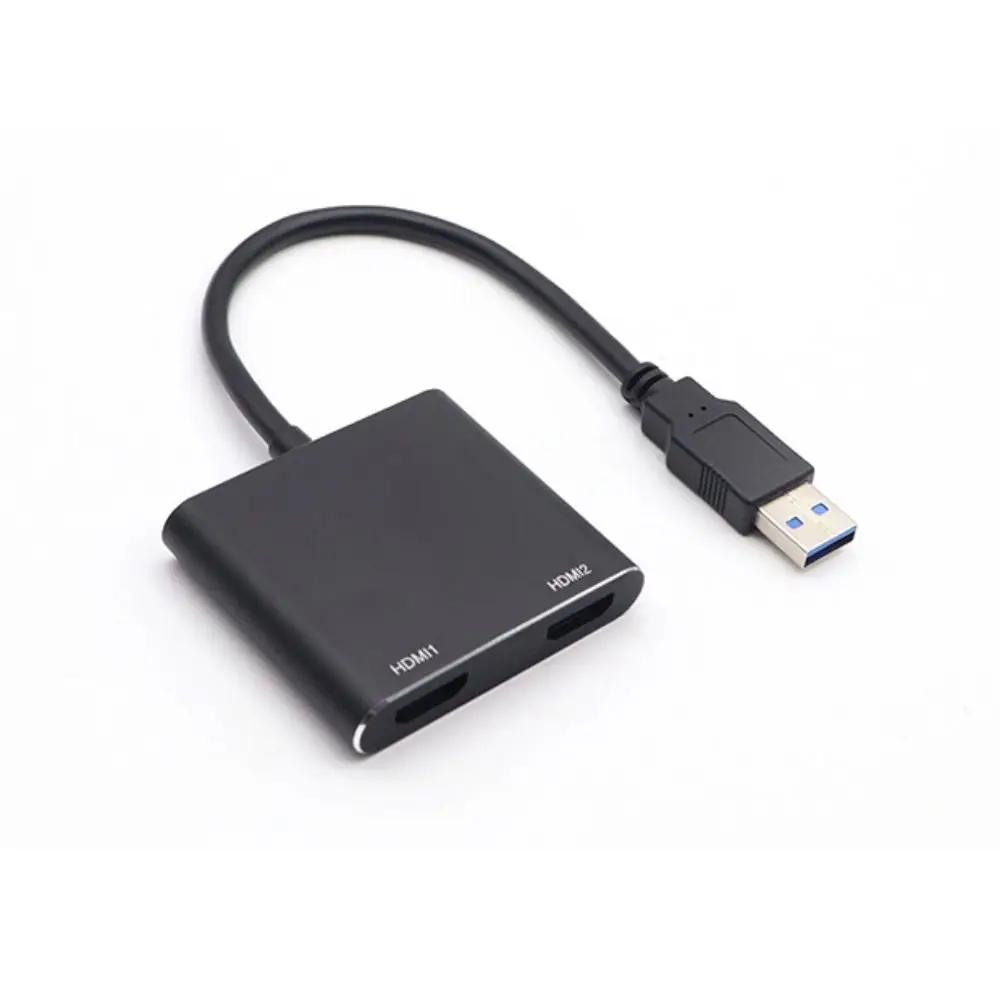 USB 3.0 To HDMI USB To Dual HDMI Converter One To Two 1080P USB To HDMI Adapter Aluminum Alloy Extended Converter