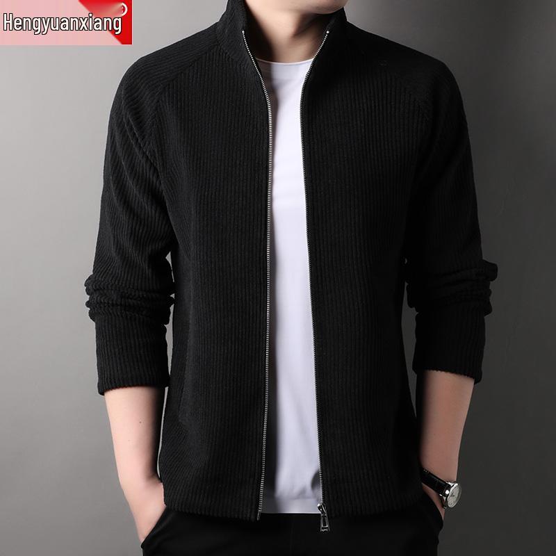 

Hengyuanxiang Men s Corduroy Jacket: Loose Fit, Turn-Down and Stand-Up Collar for Spring/Autumn L чёрный