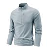 Polo da uomo a maniche lunghe con mezza zip, ad asciugatura rapida, in seta ghiacciata, per fitness e corsa