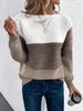 Color Block Knitted Sweater – Women's Cozy Loose Fit, Autumn & Winter Style