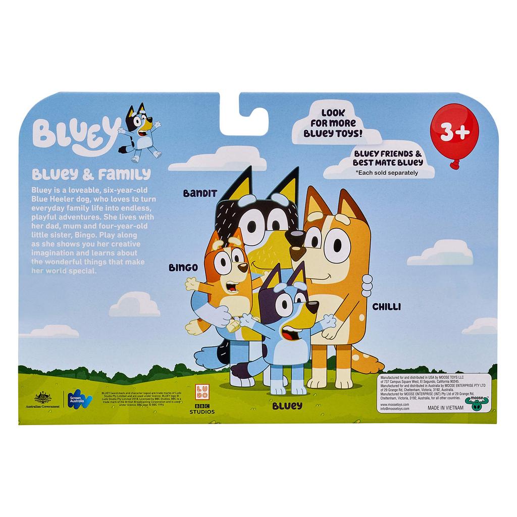 Bluey 2.5-3 inch Poseable Figure 4-Pack with Bluey Bingo