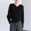 French V-Neck Sweater for Women Autumn Winter Japanese Lazy Style Retro High-End Knit Outer Wear Top