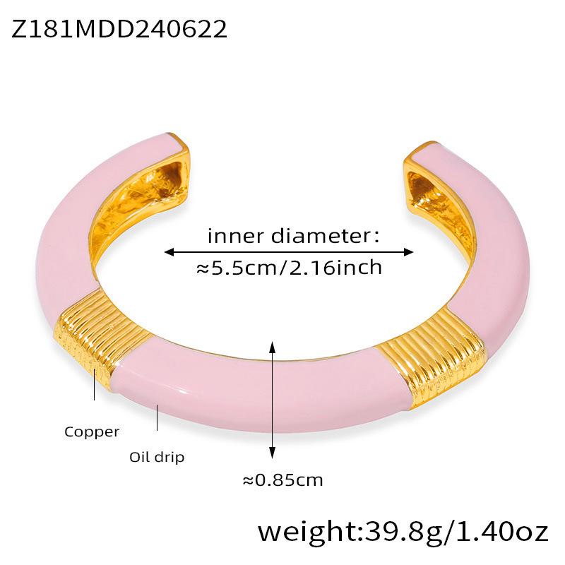 18K Gold-Plated Stainless Steel Geometric Bamboo Joint Multi-Color Cuff Bracelet Set