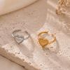 European Heart-Shaped Titanium Steel Open Ring for Women - Simple, Fashionable Korean Style - Stainless Steel